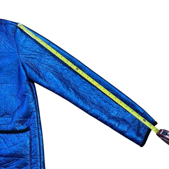 Nikki Jones Montreal Metallic Blue Sherpa Jacket Women's S Oversized Warm Modern - Picture 9 of 15